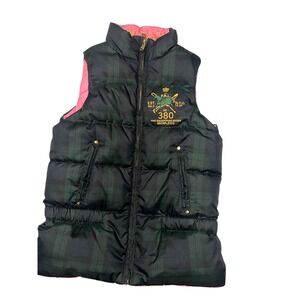 Beautiful Girls Polo Ralph Lauren Reversible Puffer Vest Plaid Pink Pony Logo